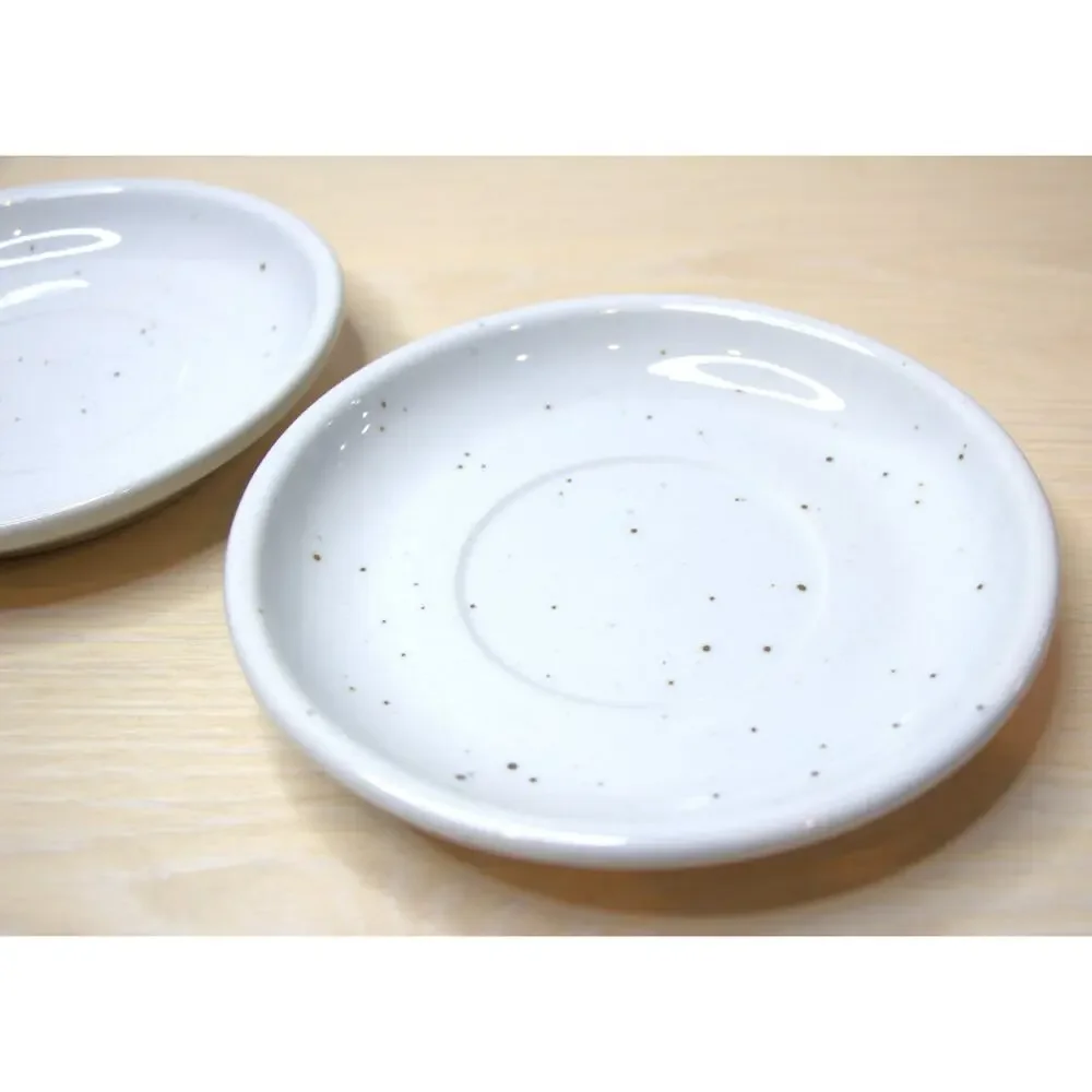 Galaxy 1960 Milkstone Ceramic Saucers Set 2 Speckled Retro Stoneware Art Pottery
